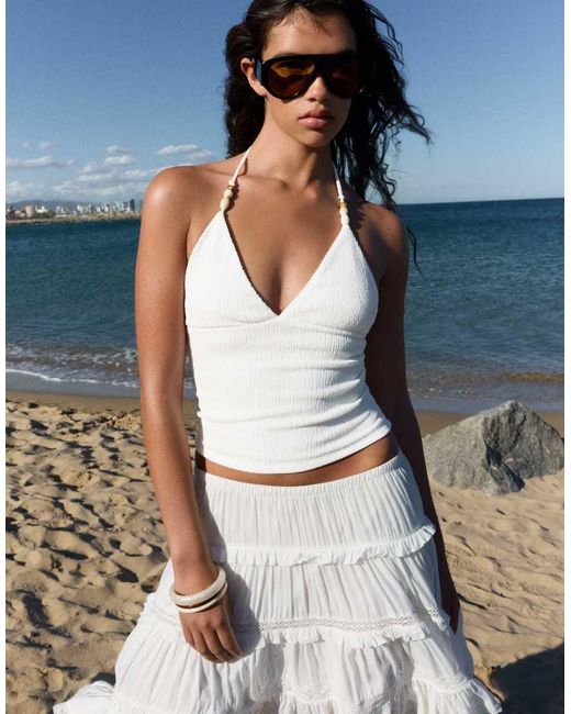 Bershka Blue Rustic Halter Top