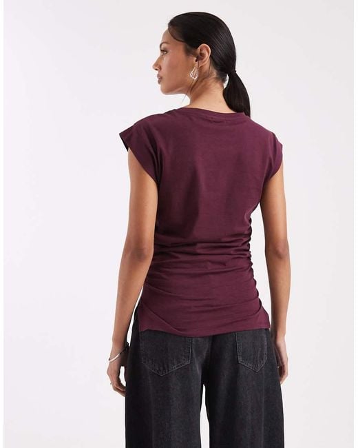ASOS Purple Corset Waist Sharp Shoulder Tank Top