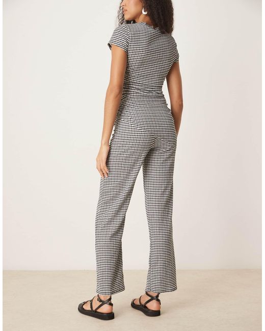 ASOS Natural – hose mit vichy-karo und weitem bein, kombiteil
