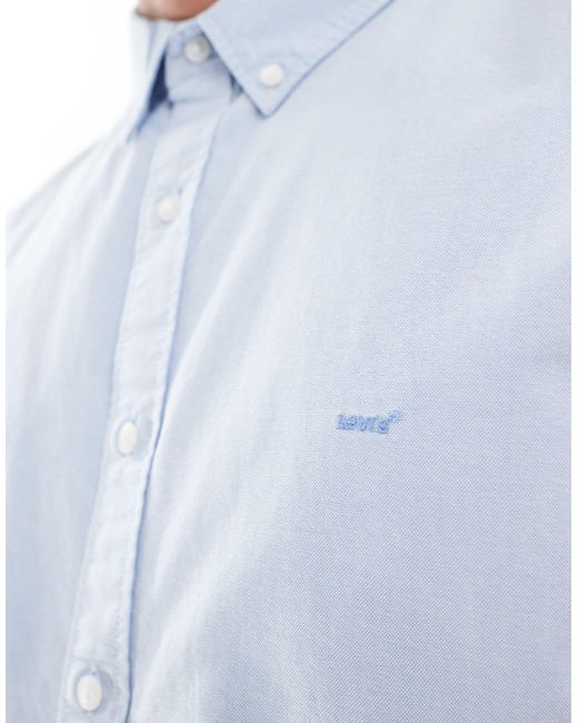 Levi's Blue Authentic Tonal Logo Short Sleeve Oxford Shirt for men