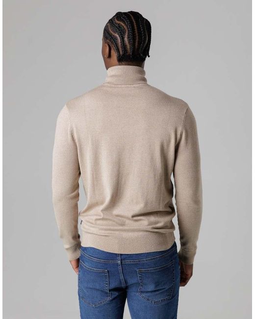 French Connection Brown High Roll Neck Knitted Jumper for men