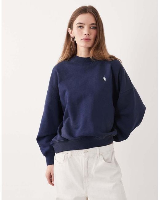 Polo Ralph Lauren Blue Logo Back Vintage Fleece Sweatshirt