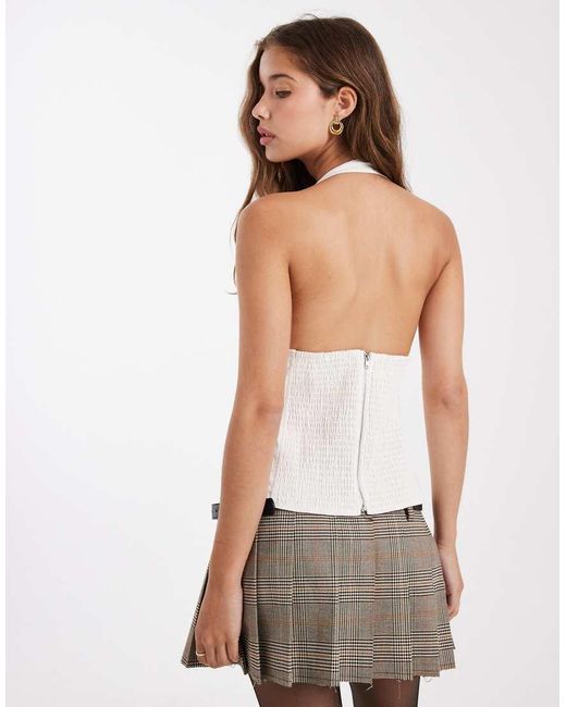 WeWoreWhat White Halter Neck Corset Top