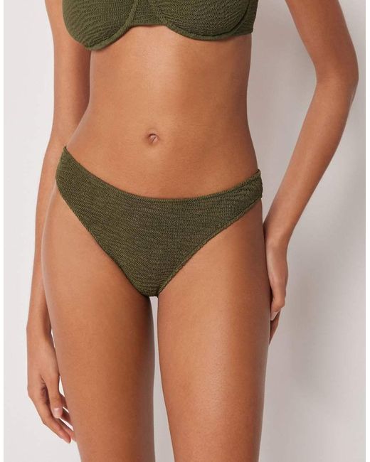 Calzedonia Green Bikini Bottoms Crinkle Waves