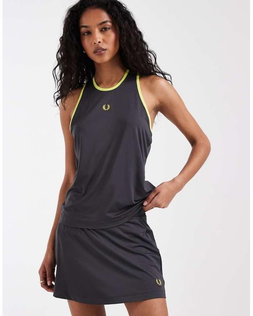 Fred Perry Black Tennis Central Logo Tank Top