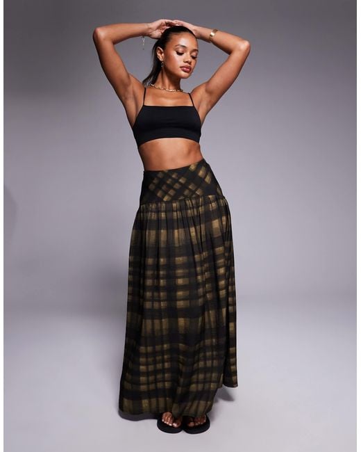 ASOS Gray Dropped Waist Maxi Skirt
