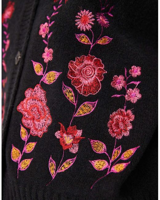Lovedrobe Blue Floral Embroidery Cardigan