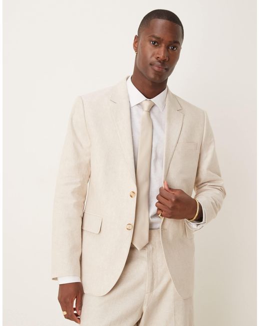 Blazer classique d'ensemble en lin coupe droite - crème Abercrombie & Fitch pour homme en coloris Natural