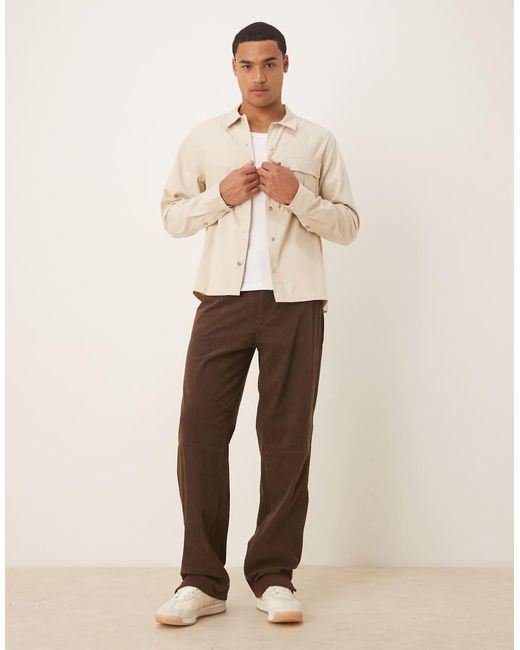 ASOS Canvas Overshirt Met Utility-Zak in het Natural voor heren