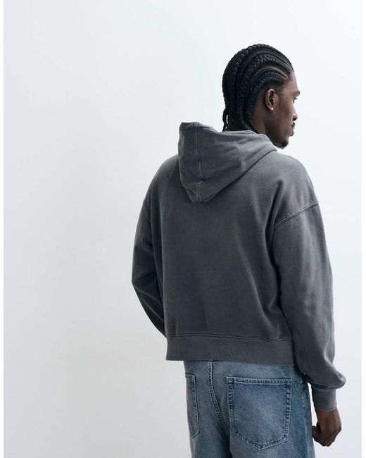 Cotton On Blue Boxy Fit Zip Up Hoodie for men
