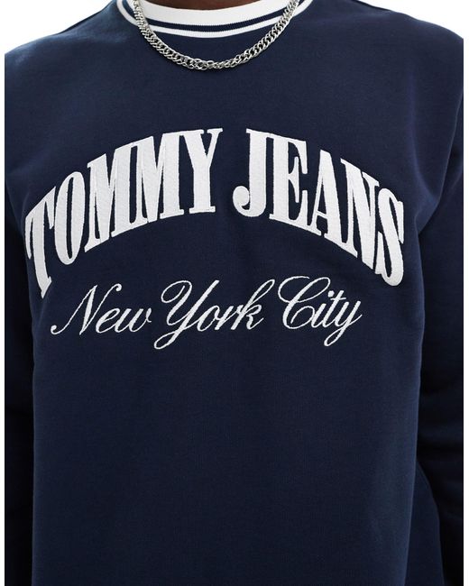Tommy Hilfiger Blue Unisex Regular Tipping Varsity Crew Neck Sweatshirt