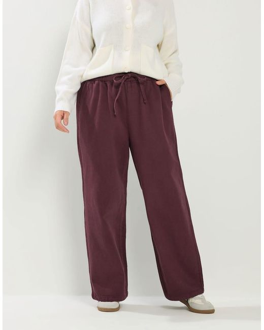 Yours Clothing Red Pull On Wide Leg Jeans