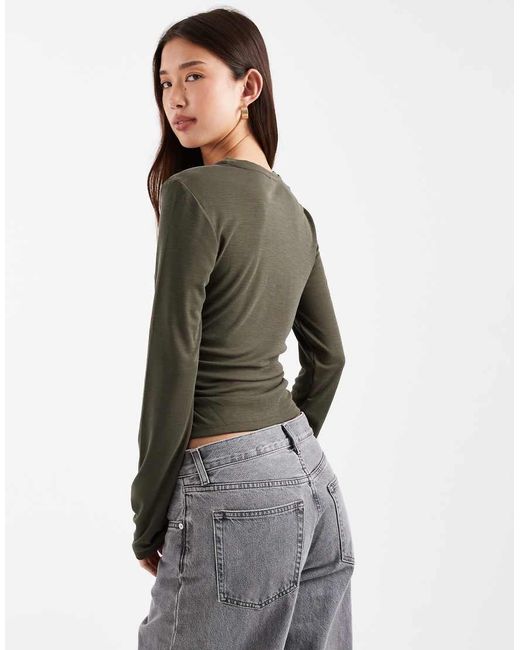 ONLY Gray Ruched Detail Textured Top