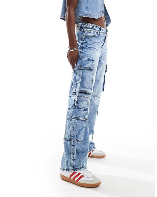 Bershka Blue Cargo Jeans