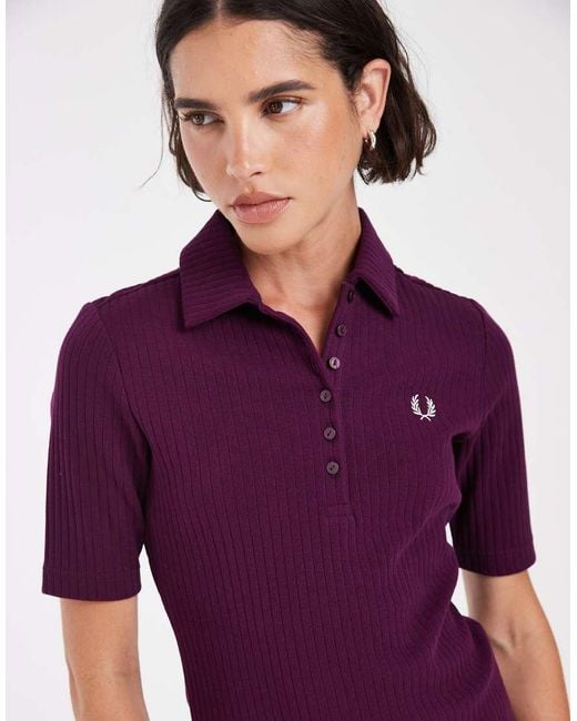 Fred Perry Purple Wide Rib Polo Shirt