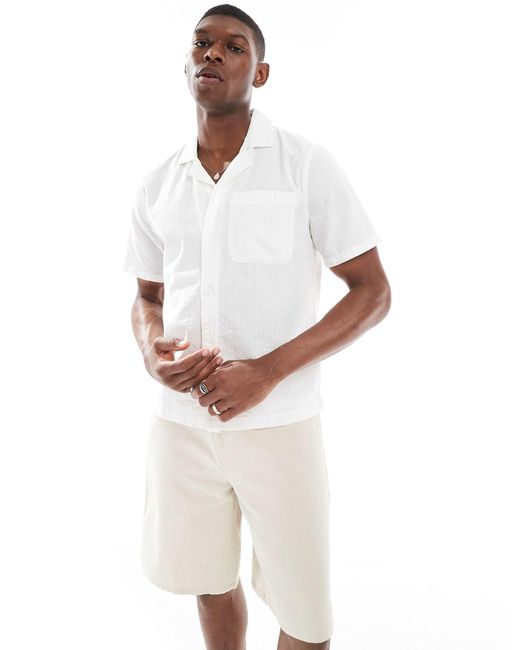 Hollister – kurzärmliges seersucker-hemd in White für Herren