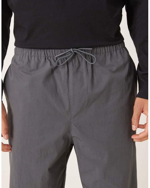 ASOS Gray Relaxed Tapered Trousers Charcoal Nylon for men