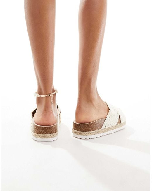 ASOS White Jessie Flatform Cross Strap Espadrille Sandals
