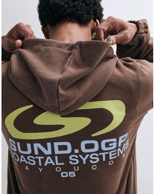 ASOS Brown Heavyweight Oversized Hoodie With Graphic for men