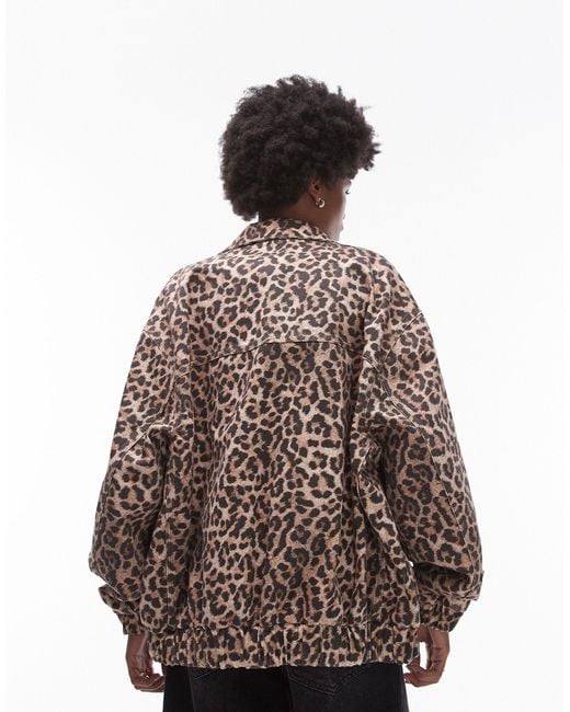 TOPSHOP Multicolor Leopard Print Cotton Bomber Jacket