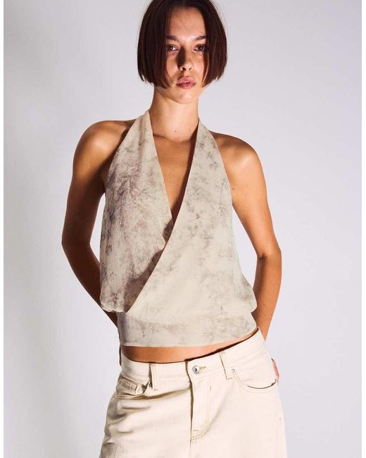 Bershka Natural Crossover Halter Top