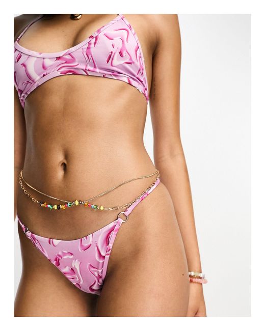 Weekday Pink Deep Tanga Bikini Bottom