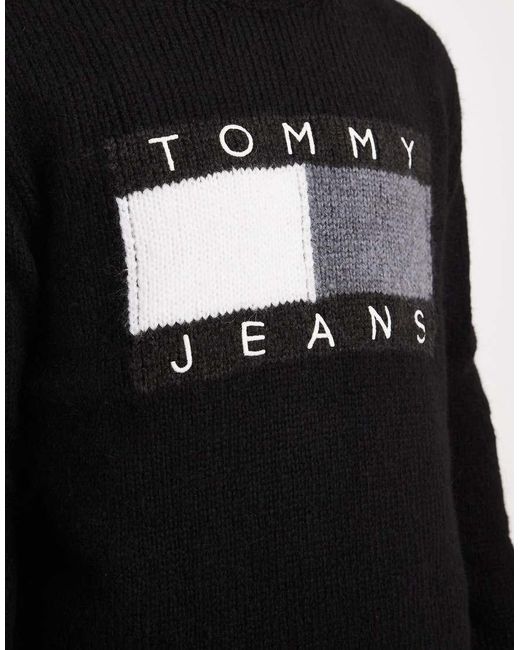 Tommy Hilfiger Black Large Flag Centre Logo Jumper for men