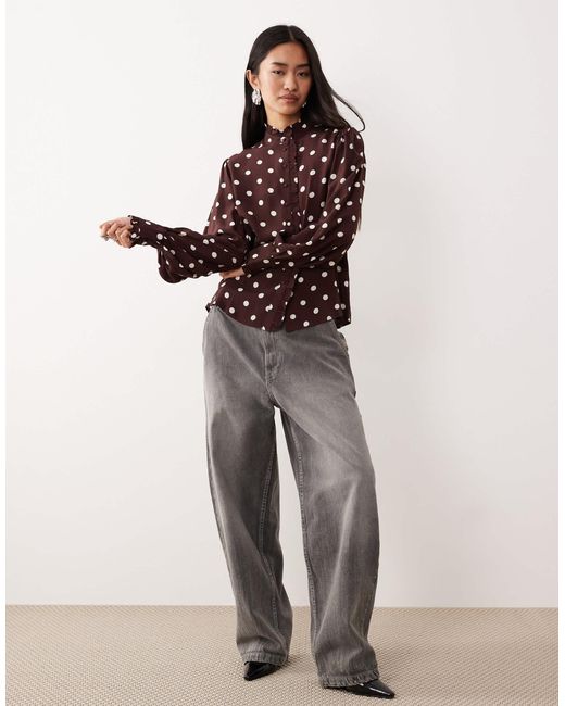 Nobody's Child Brown Bronte Button Up Blouse