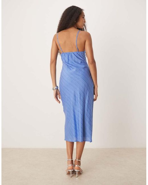 Motel Blue Elayna Chiffon Stripe Midi Dress