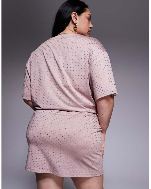 Renee Studio Pink Hotfix Mini Skirt