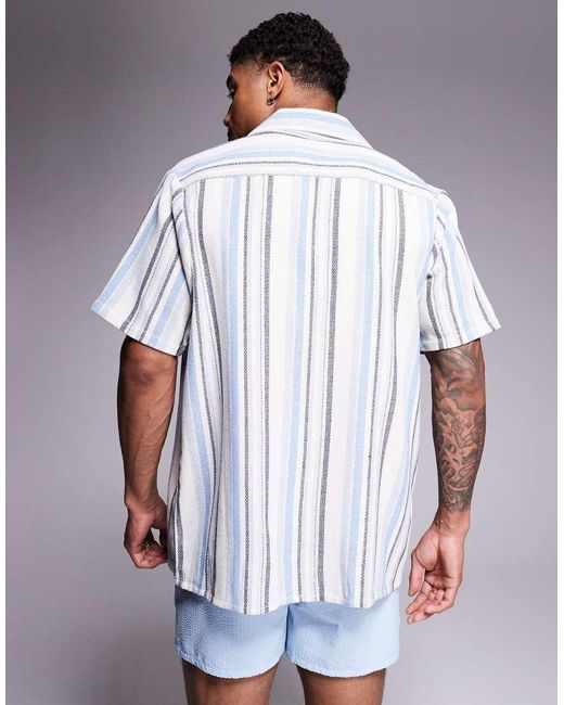 Camicia Da Spiaggia A Maniche Corte A Righe Multicolore di South Beach in White da Uomo