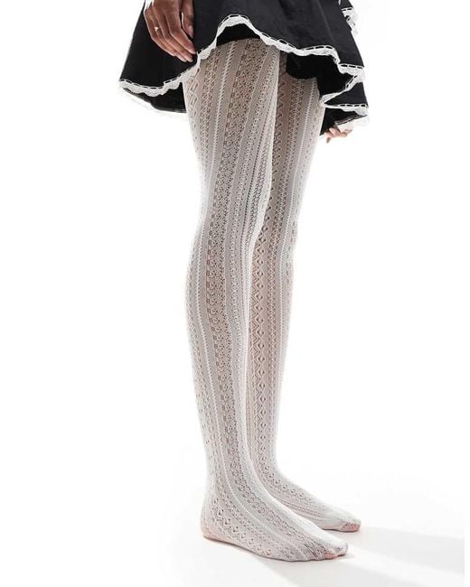 petit moments White Pointelle Knit Tights