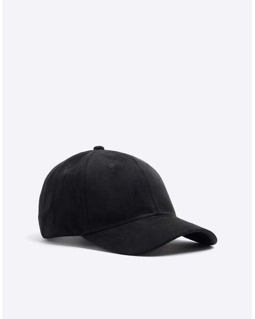 River Island Black Suedette Cap for men