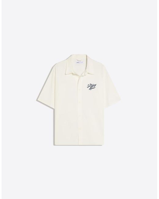 Bershka Blue Embroidered Boxy Short Sleeve Shirt for men
