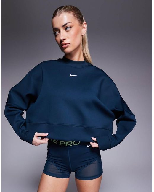 Nike Blue Prima Dri-fit Cropped Mesh Sweatshirt