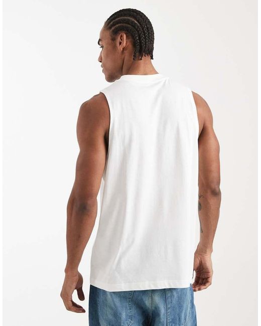 ASOS White Relaxed Tank With Front Puff Print Graphic for men