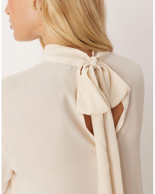 ASOS Natural – langärmlige bluse aus durchscheinendem chiffon