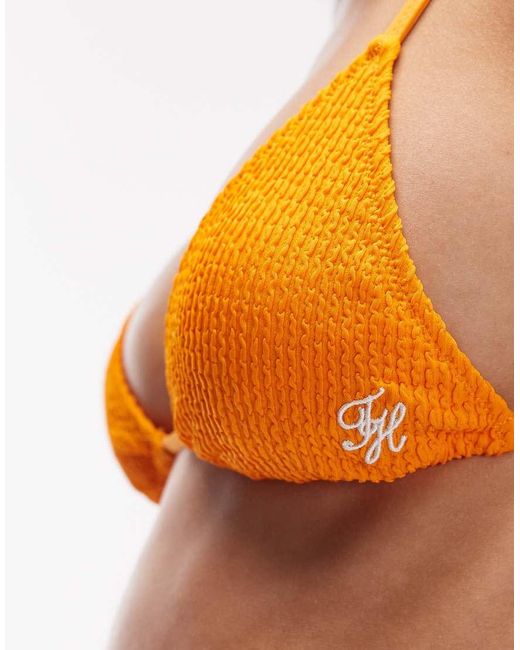 Tommy Hilfiger Orange Resort Crinkle Triangle Bikini Top