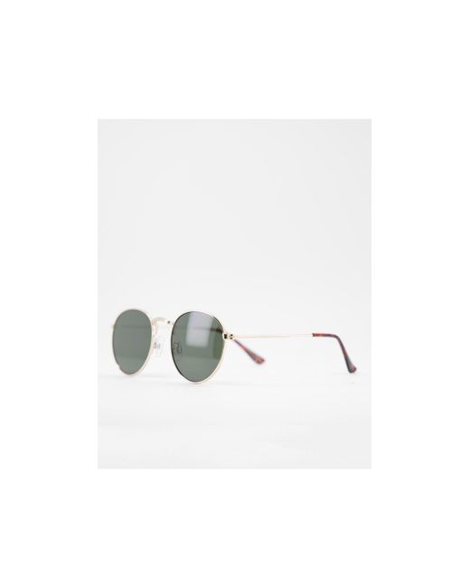 TOPSHOP Metal Round Sunglasses With Khaki Lens in Gold (Metallic) - Lyst