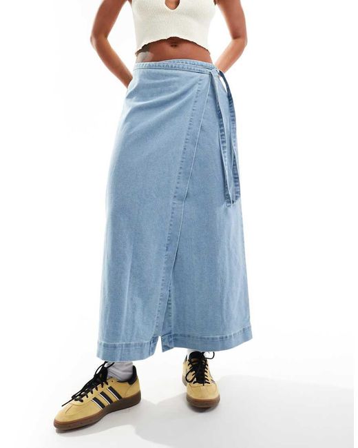 Vero Moda Blue Denim Maxi Wrap Skirt