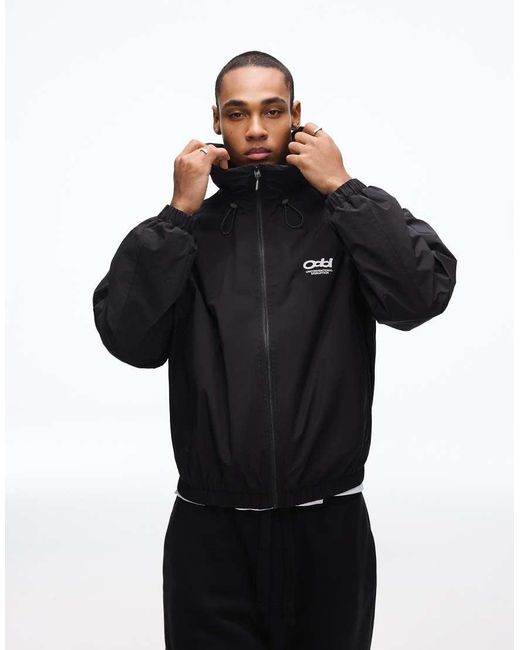 Bershka Black Technical Hooded Jacket for men