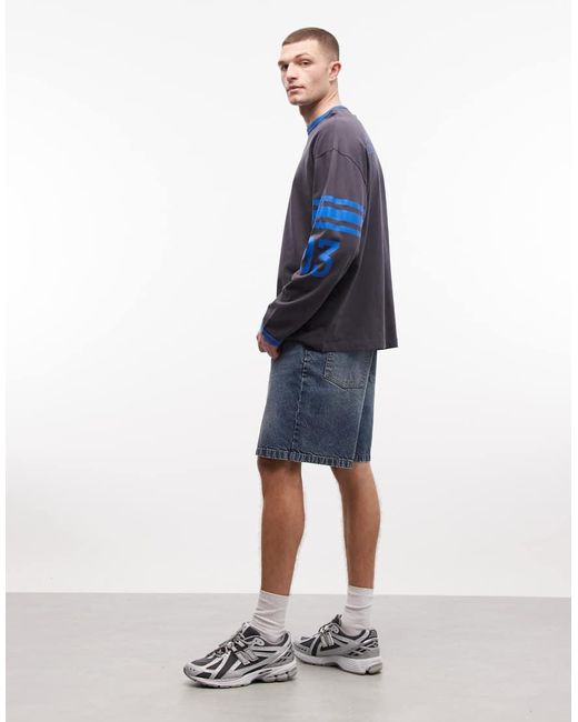 Collusion Blue Denim Mid-rise Shorts for men