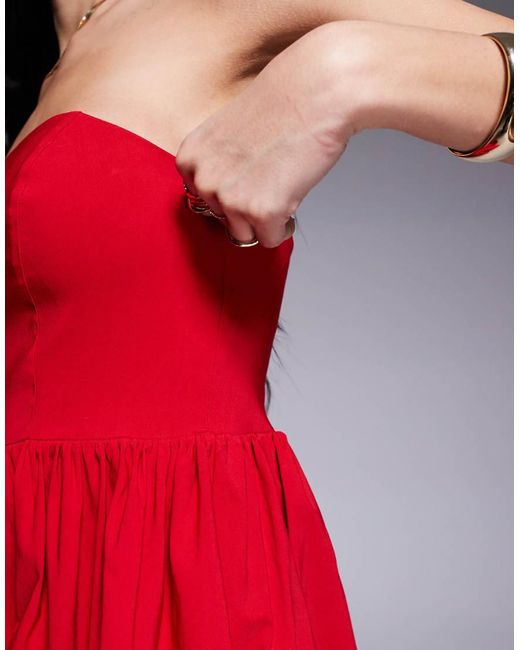 Vestido Corto Con Escote Palabra De Honor De River Island de color Red