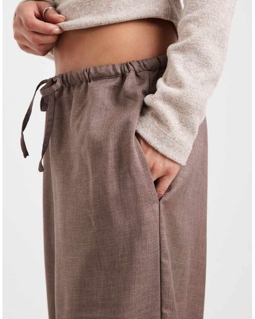 ONLY Brown Tie Detail Wide Leg Trousers
