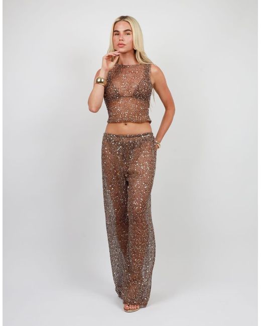 SIMMI Brown Sequin Beach Tank Top