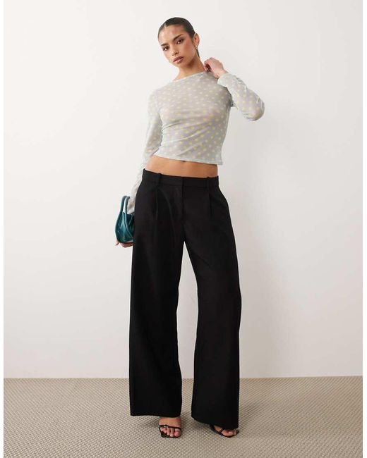 ASOS Gray Printed Mesh Long Sleeve Top