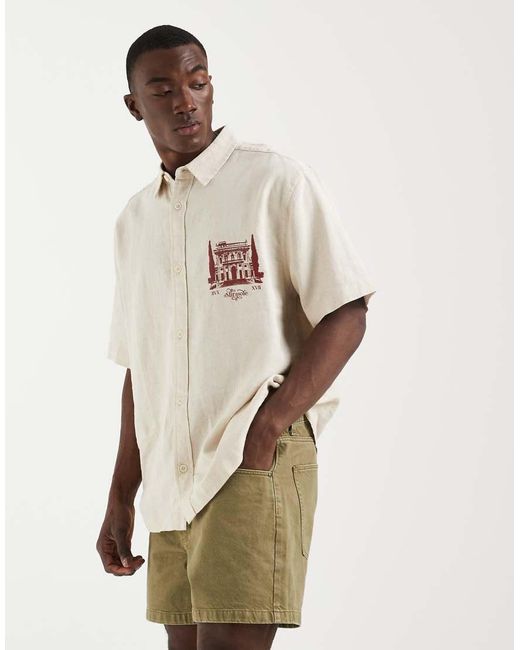 ASOS Natural Shorter Length Denim Jorts for men