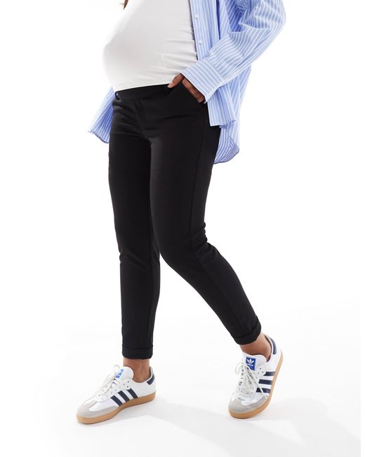 Vero Moda Blue Pull On Tapered Trousers With Turn Up