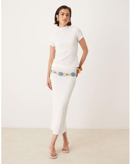 Aware Natural Textured Lettuce Edge T-Shirt Co-Ord