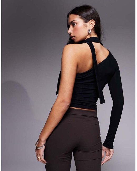 Motel Gray Jayahe One Sleeve Scarf Top